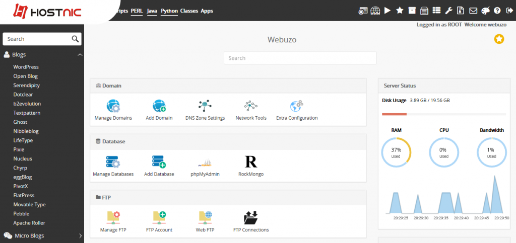 Mengenal Control Panel Webuzo