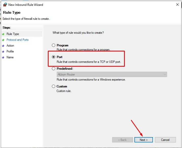 setting firewall vps windows
